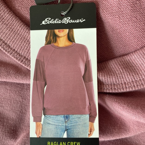 Eddie Bauer Mauve Raglan Crew French Terry long sleeve top Size XL NWT - Picture 10 of 13